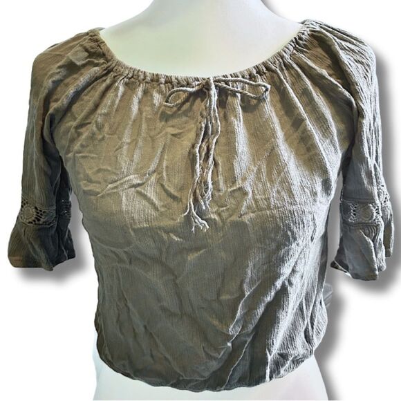 3 FOR $20 Zoe & Rose Green Boho Peasant Shirt Size Large - Picture 1 of 10